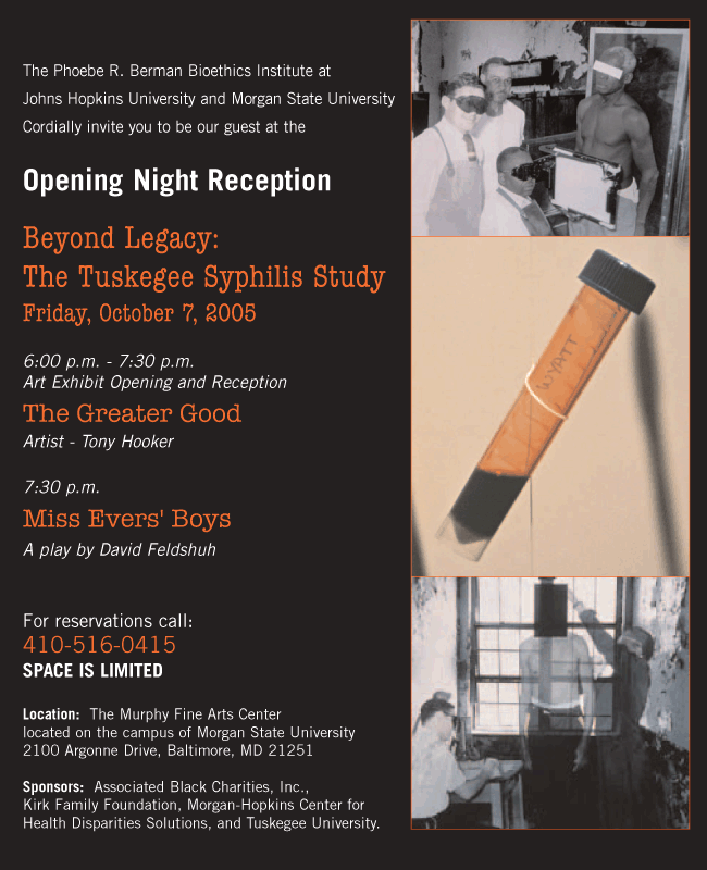 evite: JHU/MSU Tuskegee Syphilis Study - Opening Night Reception